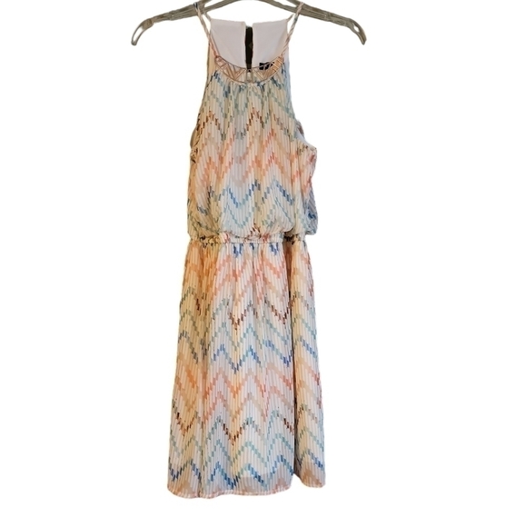 As U Wish size small elastic waistband dress spaghetti strap multicolored - Picture 2 of 7